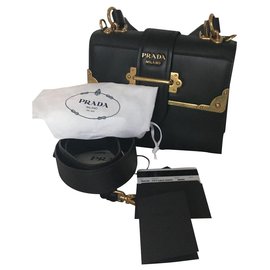 Borsa a mano Prada Notebook in pelle di agnello nera