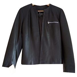 Autre Marque Spencer black leather stitched edges
