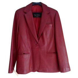 Autre Marque Chaqueta de cuero rojo 1 botón