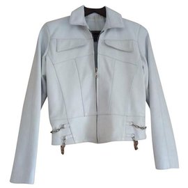 Autre Marque Chaqueta FOX LEATHER de piel de cordero blanca