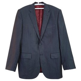 Blazer a righe Pedro Del Hierro grigio lana seta - Autre Marque