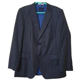 Tommy Hilfiger Striped Dark Grey Wool Blazer