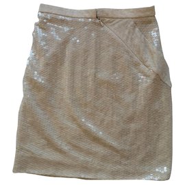 Falda Louis Vuitton de lentejuelas beige de algodón talla 36