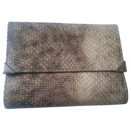 Furla Leder Geldbörse Krokodileffekt Braun Beige