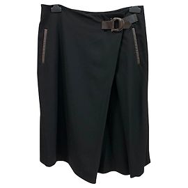 Salvatore Ferragamo Wollrock aus schwarzem Krepp