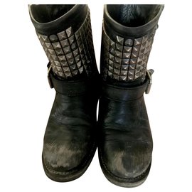 Ash TENNESSE Biker-Stiefel aus schwarzem Leder mit Nickel-Nieten