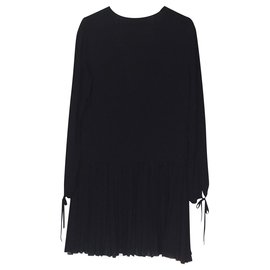 Dsquared2 Kleid aus schwarzer Seide plissiert Low Rise