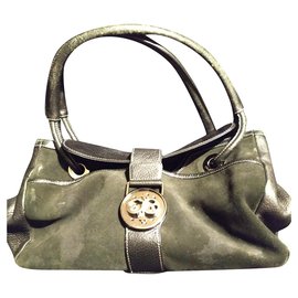 Borsa a mano Escada Sport in pelle martellata e velluto nera