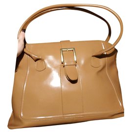 Borsa a mano in pelle lucida marrone - Autre Marque