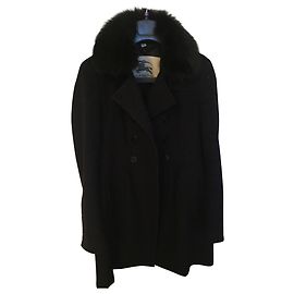Abrigo Burberry negro de cachemira talla 42