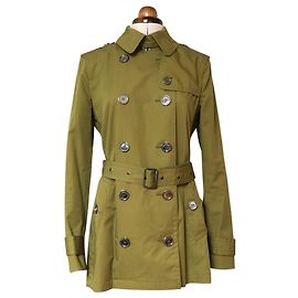 Gabardina Burberry Brit Verde Oliva de Algodón