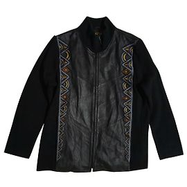 Giacca Bob Mackie in pelle e cotone nera