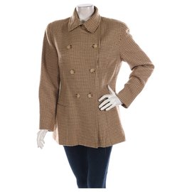 Abrigo Pata de Gallo Ralph Lauren Purple Label Beige Marrón Lana Cachemira