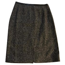 Paule Ka Cashmere Skirt Gray Black Cream