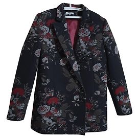 Blazer Ganni O'Donell em brocado floral