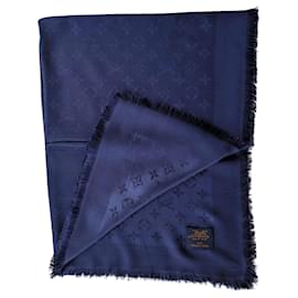 Stola Louis Vuitton Monogram in seta blu navy