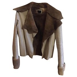 Autre Marque Chaqueta China de piel de cordero blanca