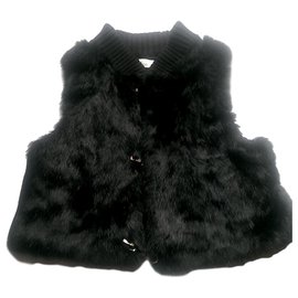 Iro Mesh und Pelzweste Schwarz