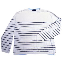 Burberry Cotton Sweater Beige Blue Striped XXXL