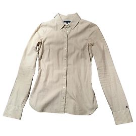Camisa Tommy Hilfiger de algodón blanco beige