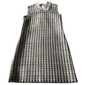 Vestido Miu Miu de lana y mohair gris y blanco