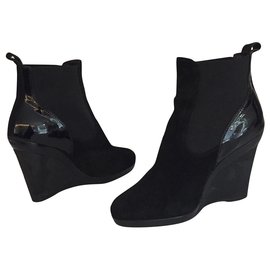 Botines de cuña Hogan de ante negro