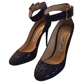 Jimmy Choo Schwarze Pailletten Pumps aus Lammfell