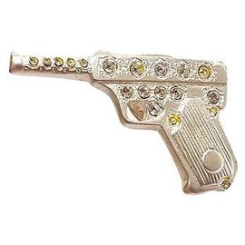 Broche Yves Saint Laurent en acier argenté