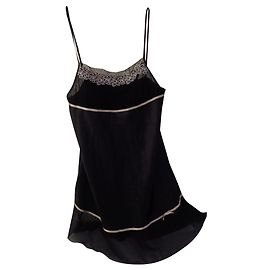 Autre Marque Slip de lencería con bordado floral negro beige