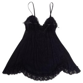 Autre Marque Slip de encaje y raso negro