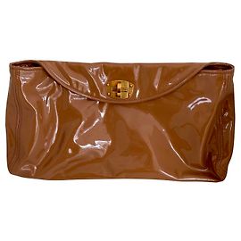 Miu Miu Clutch Bag Beige Patent Leather