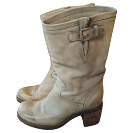 Botas Biker Geronimo Free Lance Verde Claro Cuero