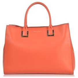 Borsa tote Emanuel Ungaro con logo corallo in pelle
