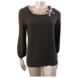 Love Moschino Top Anthrazit Viscose mit Ketten Detail