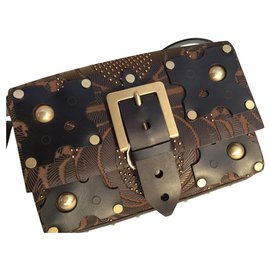 Valentino Africa Leather Shoulder Bag Brown