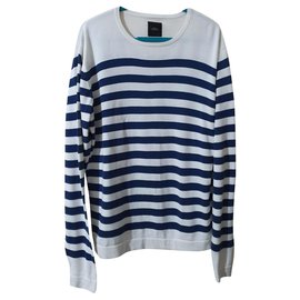 Mads Nørgaard Baumwollpullover blau weiß gestreift XL - Autre Marque