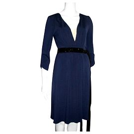 Vera Wang Kleid Königsblau V Ausschnitt Empire Taille