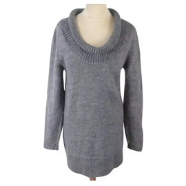Chloé Tunika-Pullover mit Rollkragen aus Wolle und Alpaka Grau