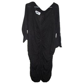 Vestido gris Mm6 de lana y viscosa con drapeado