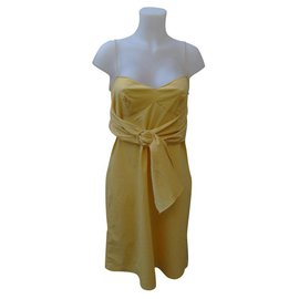 Abito senza spalline Prada giallo in cotone