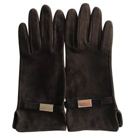 Prada Wildlederhandschuhe mit Logo Detail