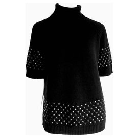 Top Blumarine de cachemira y lana negro con strass