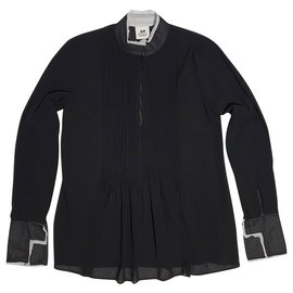 Autre Marque Blusa transparente H&M Studio negra y blanca de poliéster Talla 38
