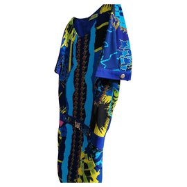 Versace Jeans Kleid Gelb und Dunkelblau Polyester