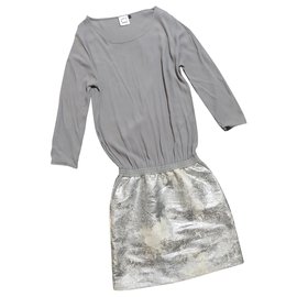 Karen B Y Simonsen Becky Kleid Viskose silber grau