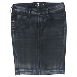 Falda recta de mezclilla negra 7 For All Mankind
