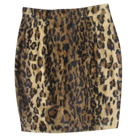 Autre Marque Falda recta Christian Llinares de terciopelo estampado leopardo