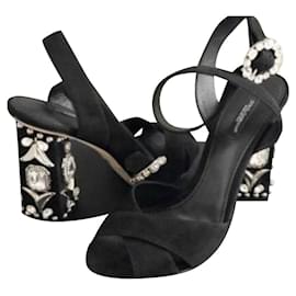 Décolleté Dolce & Gabbana in camoscio nero con cristalli