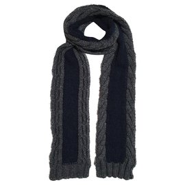 D&G Wollschal Grau Marineblau