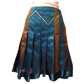 Jupe plissée multicolore Louise Della en soie et coton Taille 36